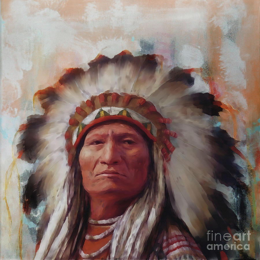 Native American art h45n4 Painting by Gull G