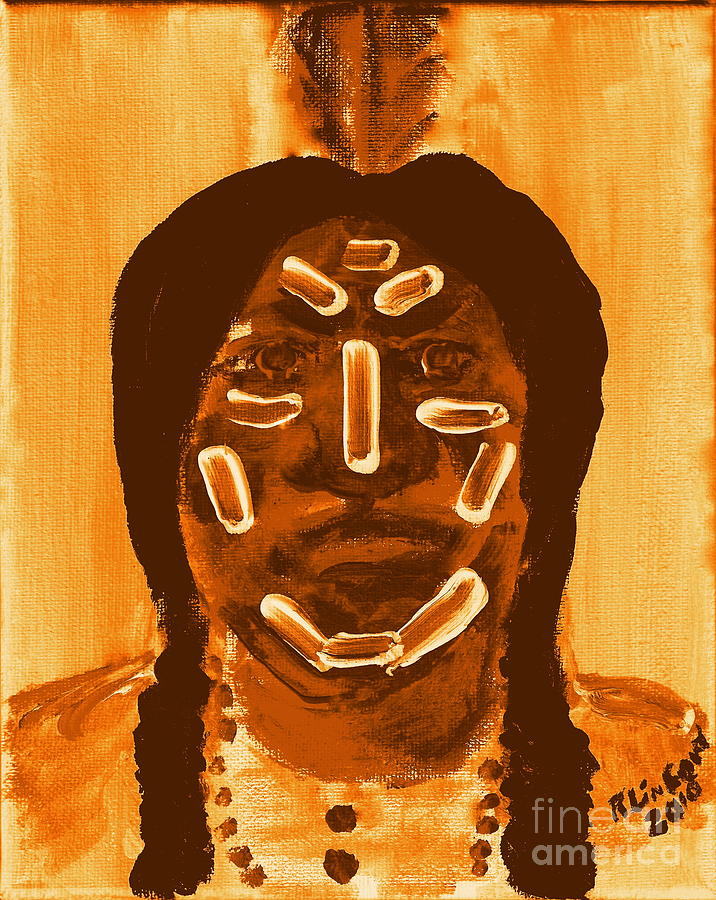 Native American Brave War Paint 2 Painting by Richard W Linford