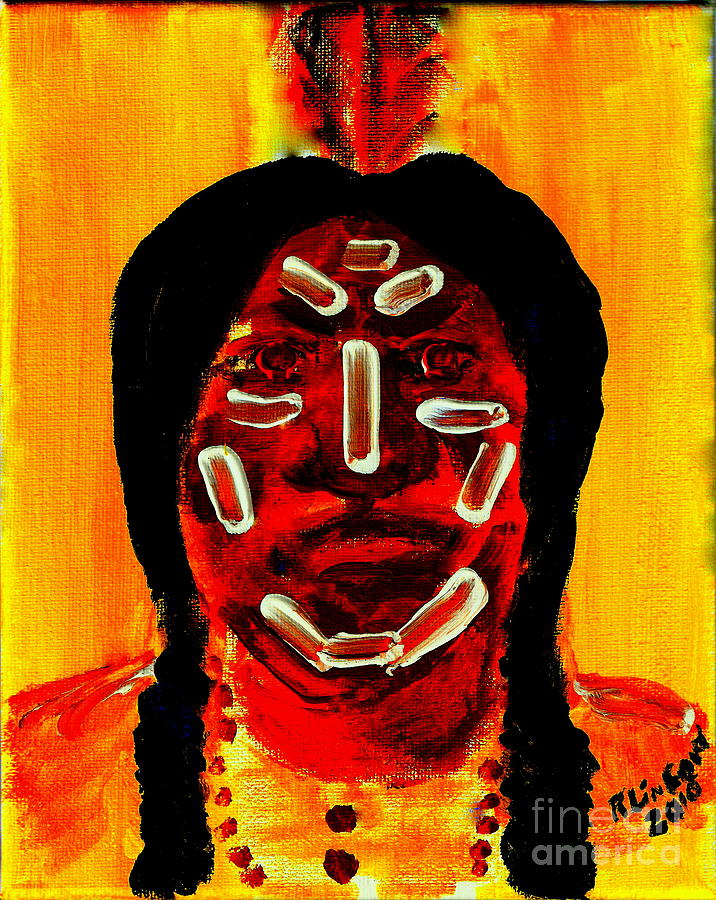 Native American Brave War Paint 3 Painting by Richard W Linford