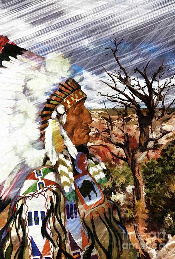 Native American Chief Painting By L Wright Fine Art America