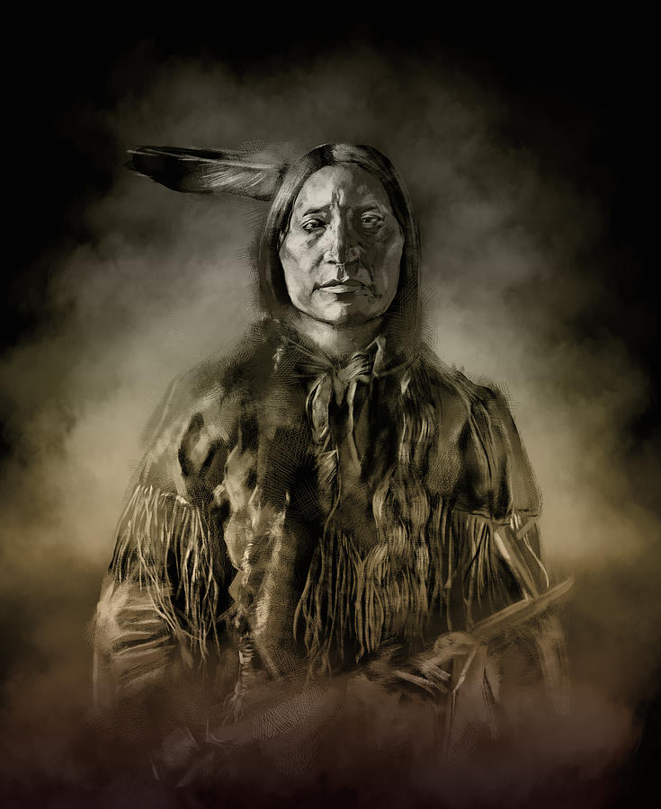 Native Painting - Native American Chief-scabby Bull 2 by Bekim M Native Painting - Native American Chief-scabby Bull 2 by Bekim M