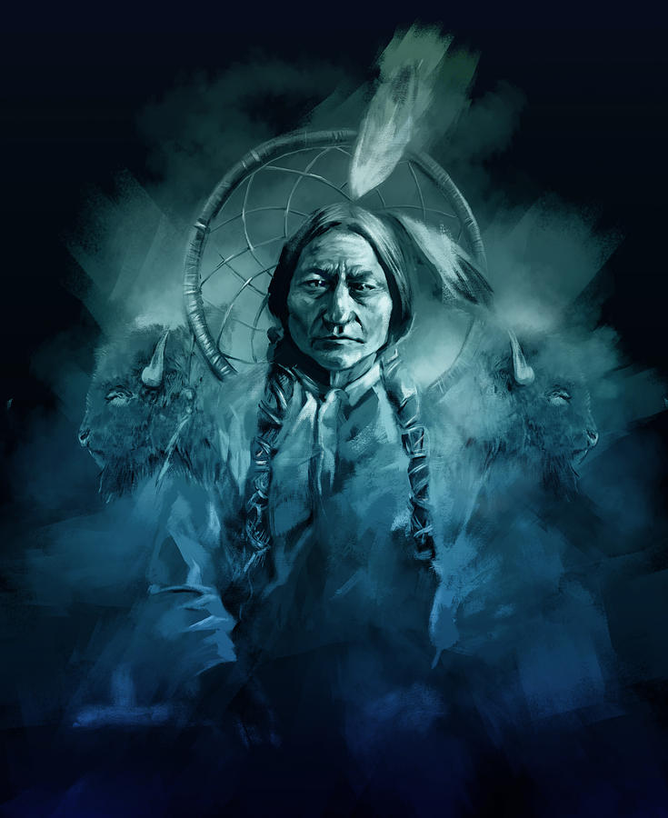 Native American Chief-sitting Bull Painting by Bekim M