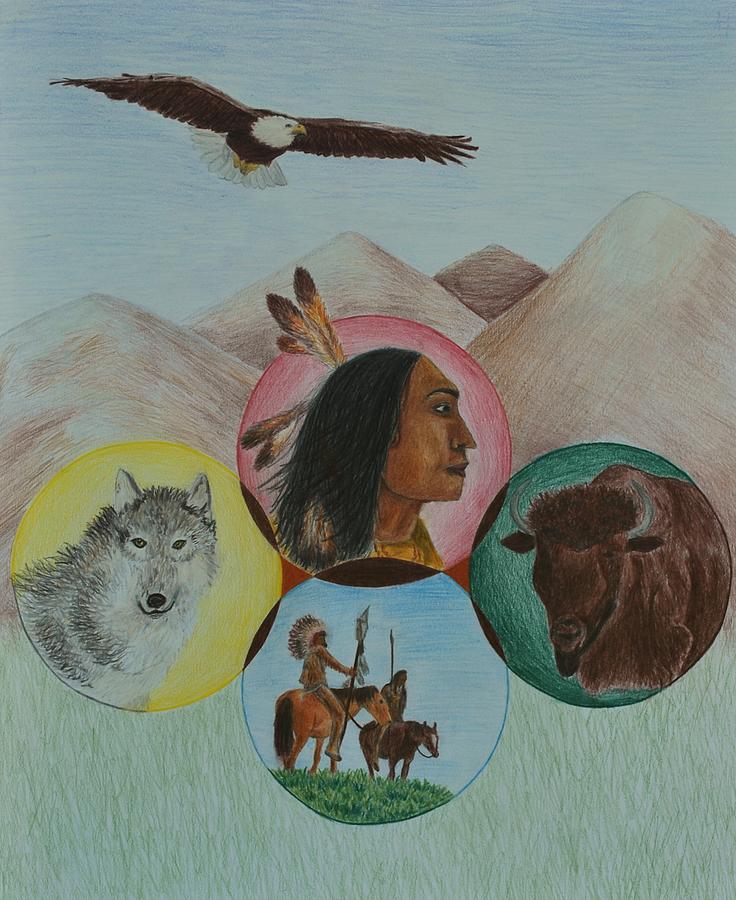 Native American Drawing - Native American Circle of Life by Jessica Rietz