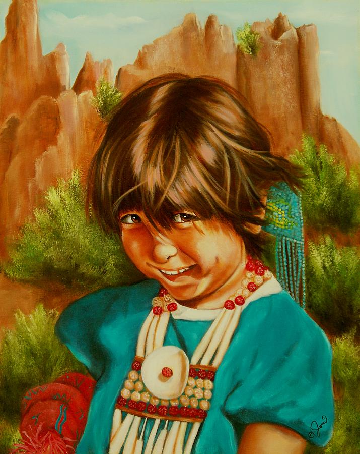 Portrait Painting - Native American Girl by Joni McPherson