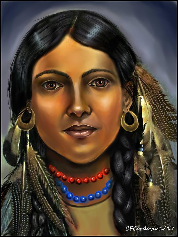 Native American Indian Woman Digital Art by Carmen Cordova