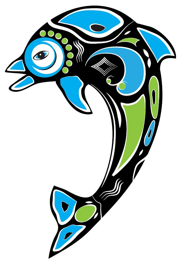 Native American Inspired Dolphin Symbol Digital Art by Serena King