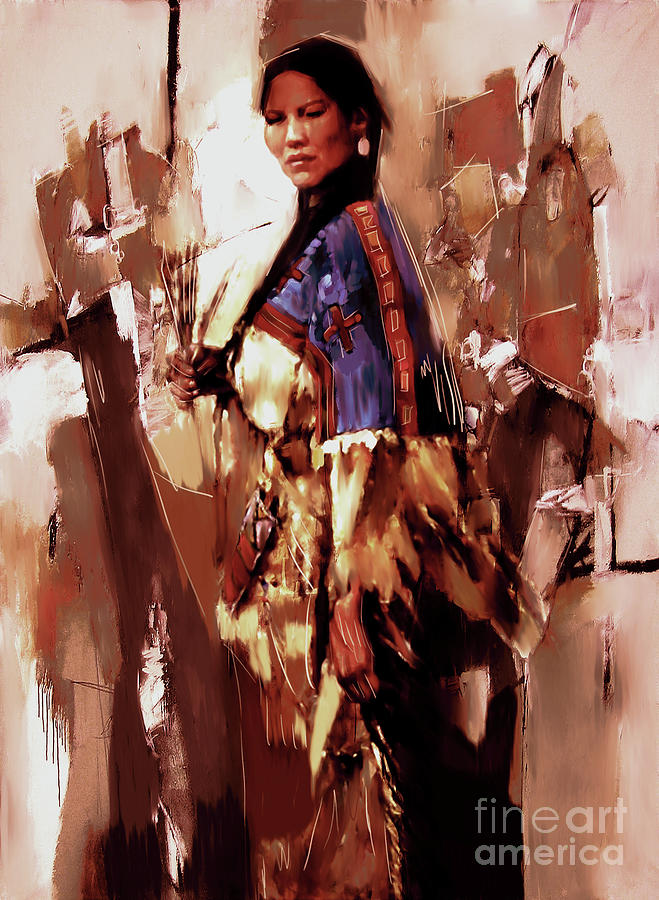 Native American Lady 03  Painting by Gull G