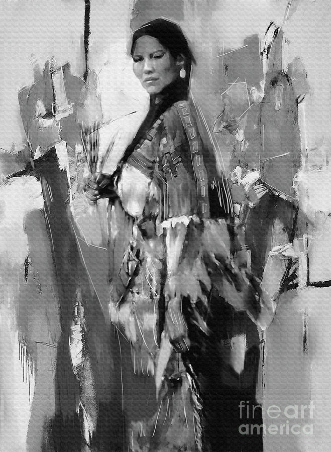 Native American Lady  Painting by Gull G