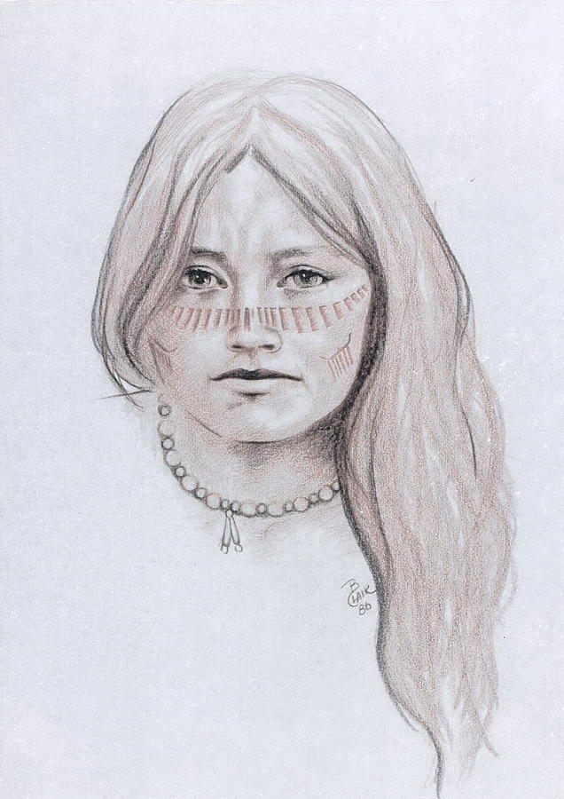 Native American Maiden Drawing by Barbara Keith