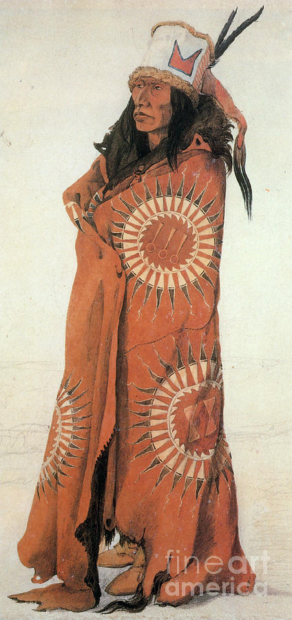 Native American Man In Painted Robe Photograph by Photo Researchers