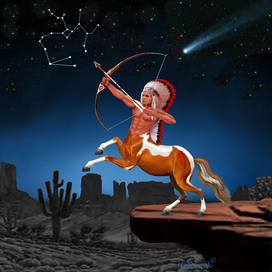 Centaur Digital Art - Native American Sagittarius by Glenn Holbrook