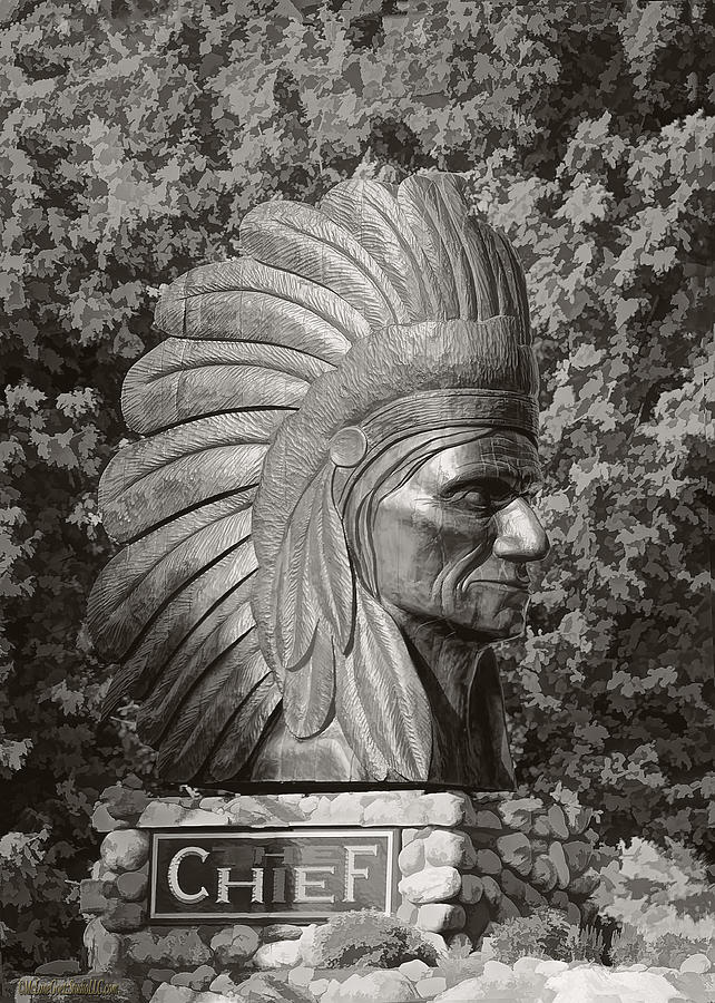 Architecture Photograph - Native American Statue Monochrome by LeeAnn McLaneGoetz McLaneGoetzStudioLLCcom