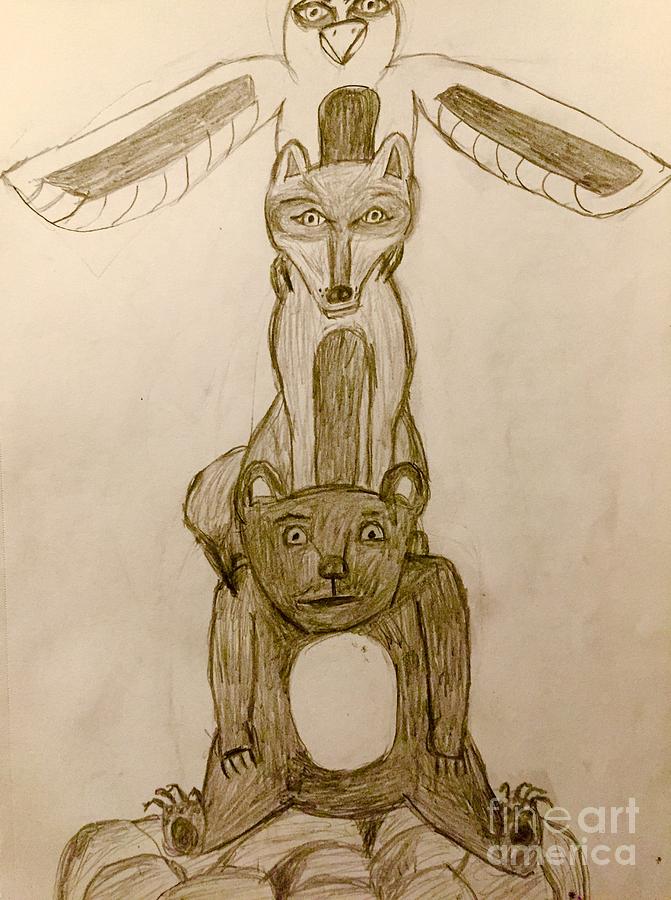 Native American Totem Pole Drawing by Shylee Charlton Fine Art America