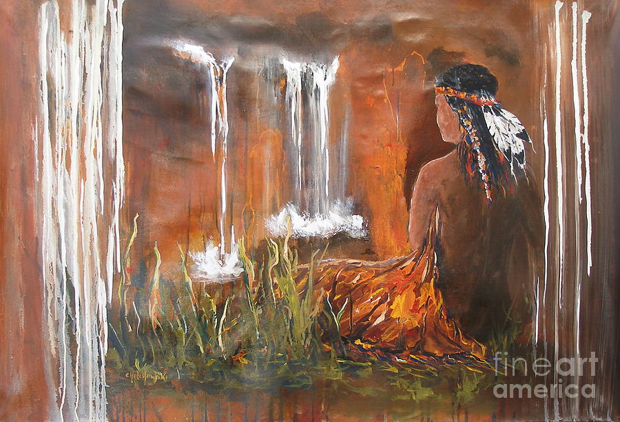 Native American View Painting by Miroslaw  Chelchowski