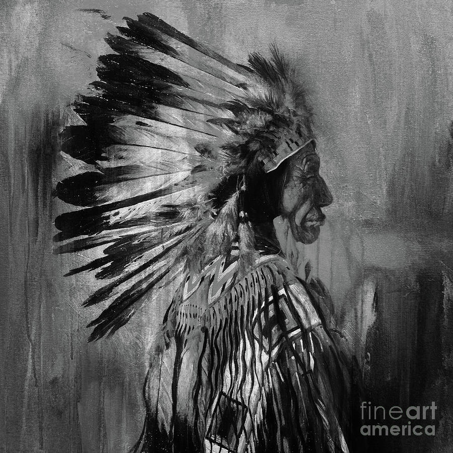 Native American  Warrior Painting by Gull G