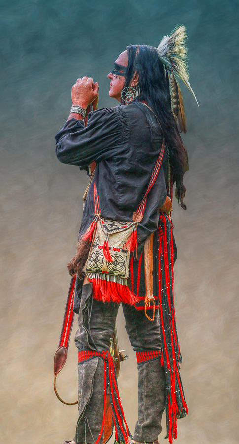 Native American Digital Art - Native American Warrior Portrait  by Randy Steele