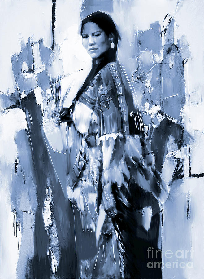 Native American Woman 09 Painting by Gull G