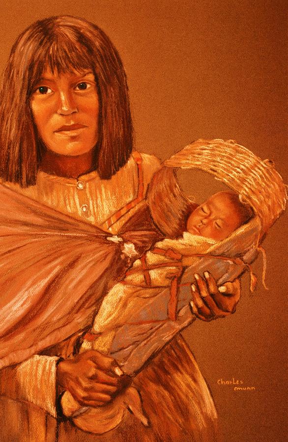 Demo of a Native American Woman and Child Painting by Charles Munn