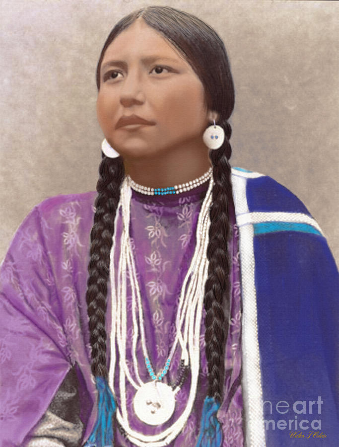 Native American Woman Digital Art by Walter Colvin
