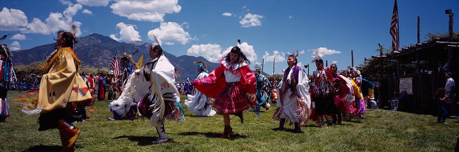 Color Image Photograph - Native Americans Dancing, Taos, New by Panoramic Images