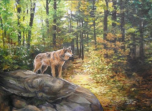 Wolf Painting - Native by Denise Ivey Telep