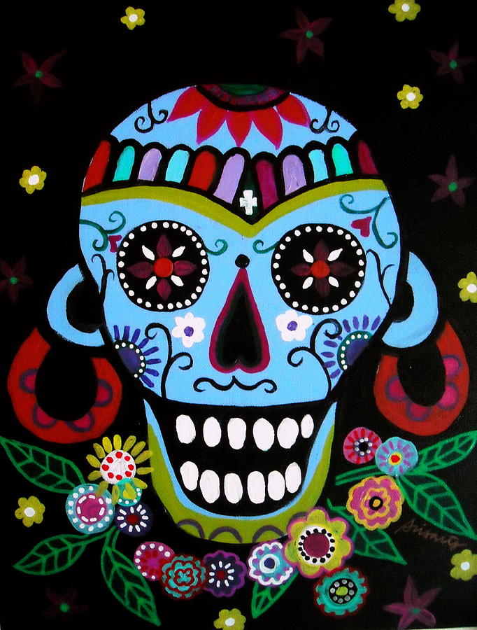 Native Dia De Los Muertos Skull Painting by Pristine Cartera Turkus