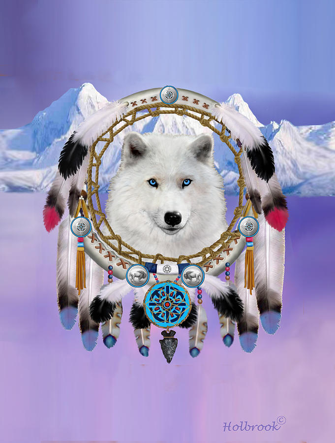 Native Indian Wolf Spirit Digital Art by Glenn Holbrook