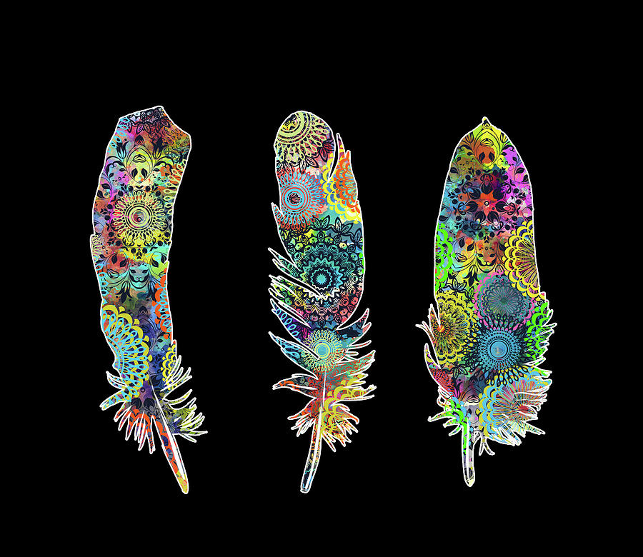 Native Mandala Feathers 3 Digital Art