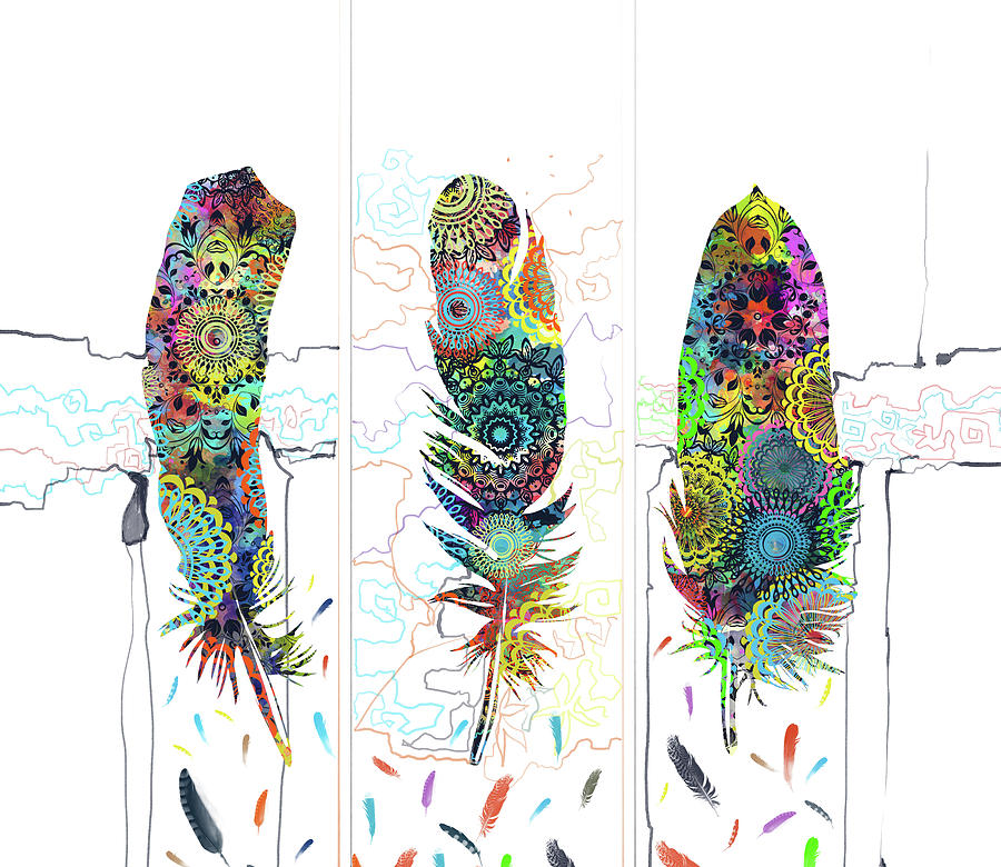 Native Mandala Feathers 4 Digital Art by Bekim M