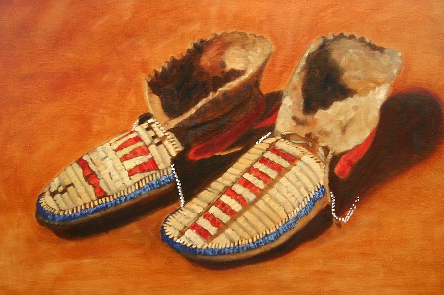 Moccasins Painting - Native Moccasins  by Keith Nolan