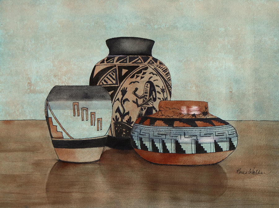 Native Pots 1 Watercolor Painting by Kimberly Walker