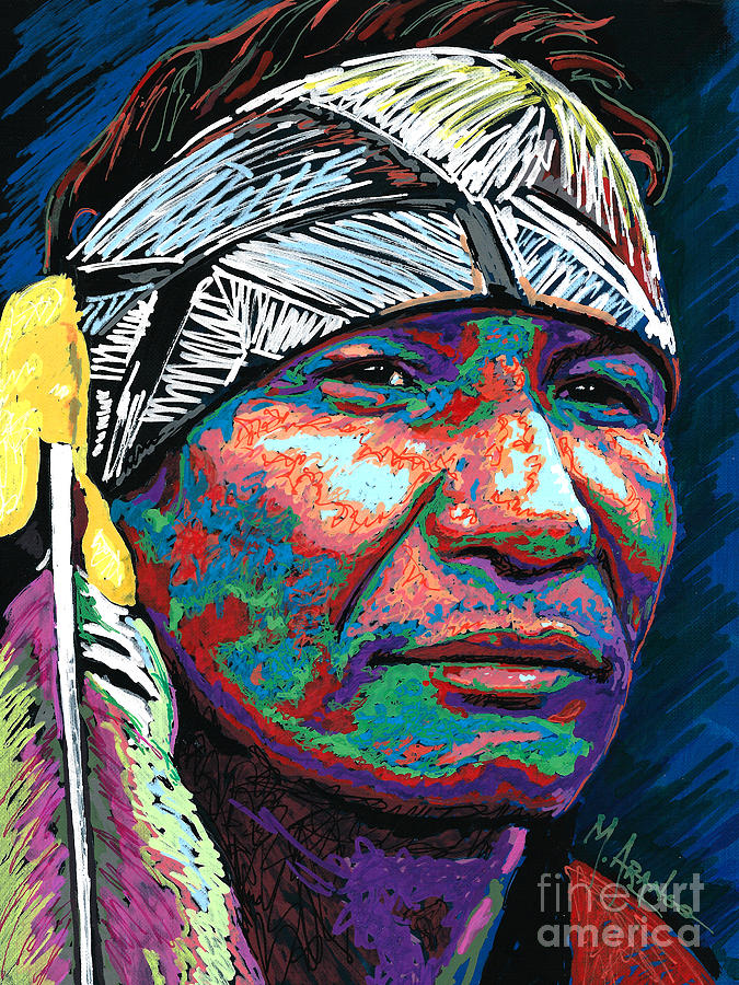 Feather Still Life Painting - Native Pride by Maria Arango
