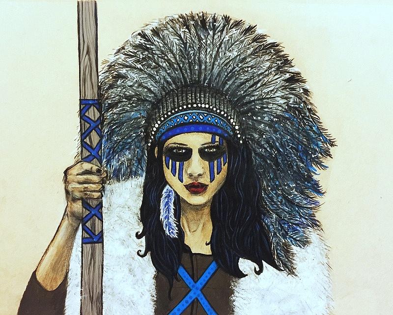 Portrait Drawing - Native Warrior Goddess by Kristen Alberti