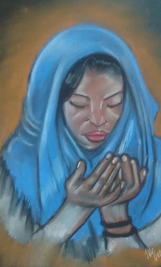 Native women Praying Pastel by Sylvester Wofford