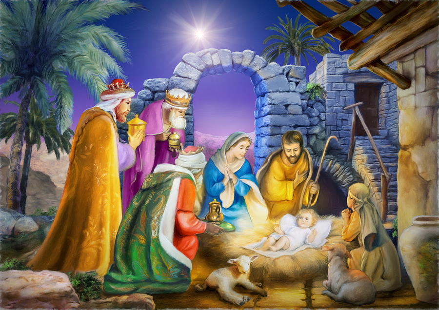 Nativity Christmas Painting by Patrick Hoenderkamp - Pixels