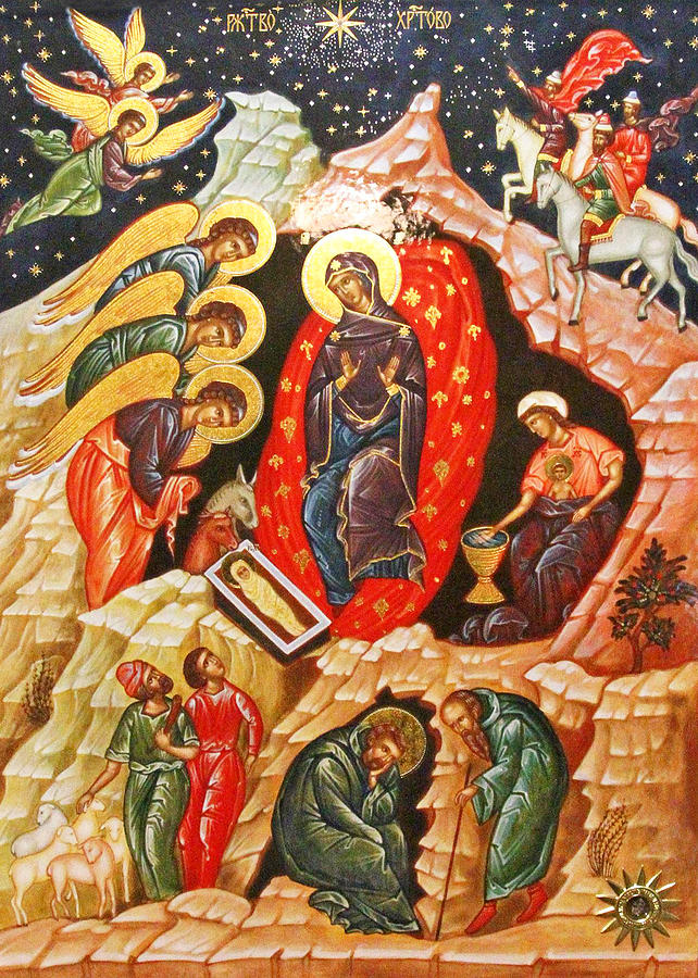 Nativity Icon Painting by Munir Alawi