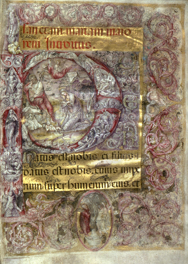 Nativity In An Initial P Photograph by Granger