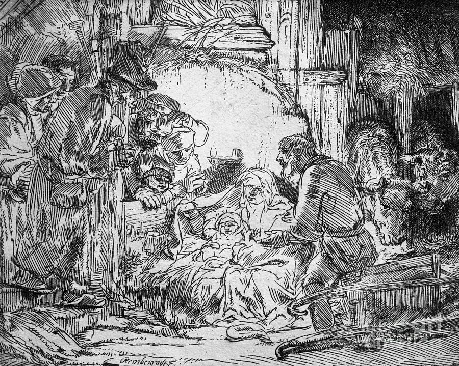 Nativity Drawing by Rembrandt | Fine Art America