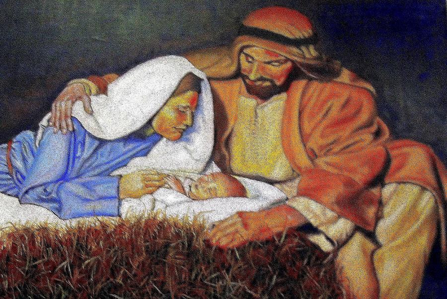 Nativity Scene Painting by G Cuffia