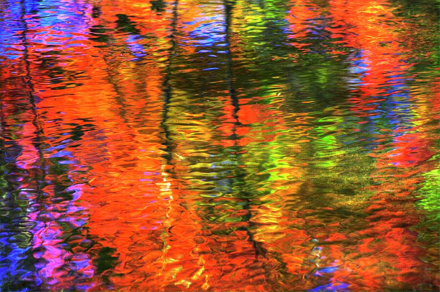 Natural Abstract - Waves of Water, Waves of Light No. 2A - Autumn, Carroll Creek - Frederick, MD Photograph by Michael Mazaika