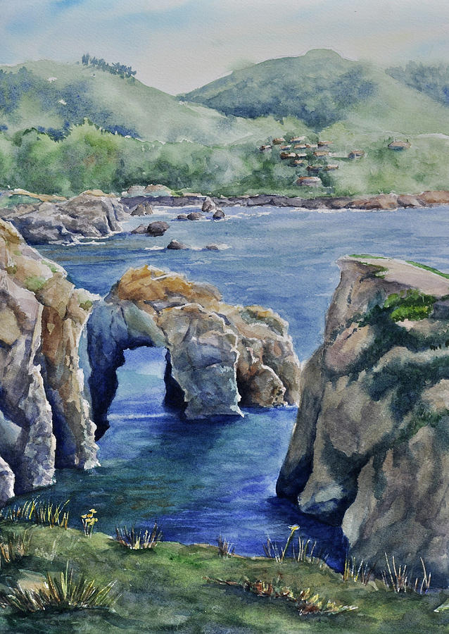Natural Arch - Carmel Painting by Sandy Fisher