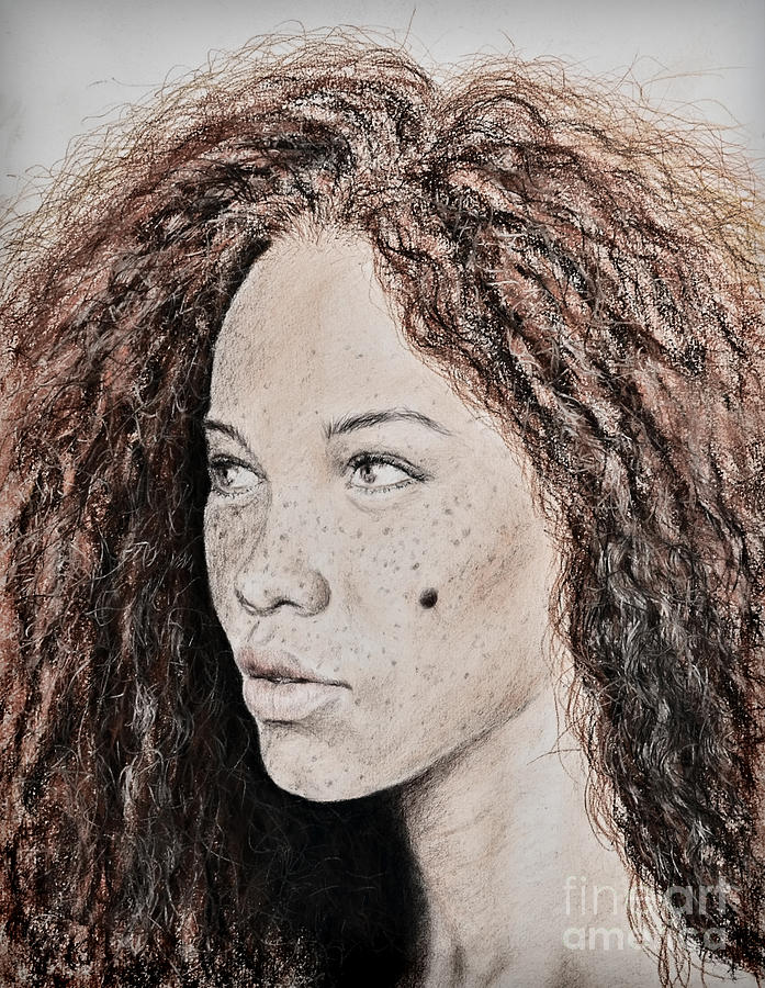 Natural Beauty with Red Hair Version II Drawing by Jim Fitzpatrick