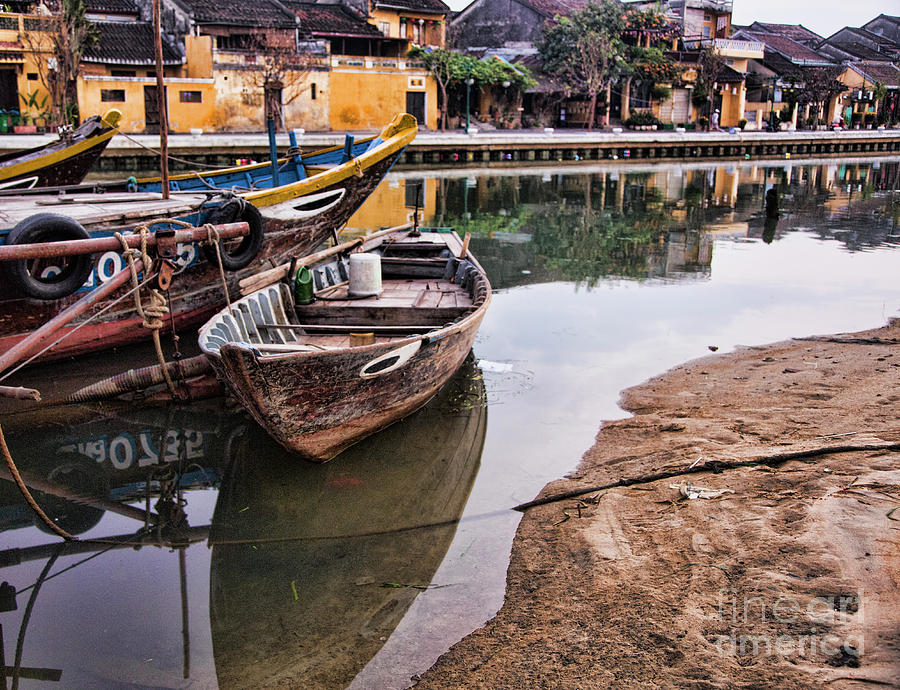 Natural Boats Hoi An Reflections Vietnam  Photograph by Chuck Kuhn