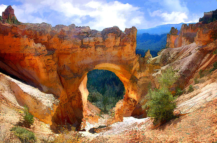 Nature Painting - Natural Bridge Arch in Bryce Canyon National Park by Elaine Plesser
