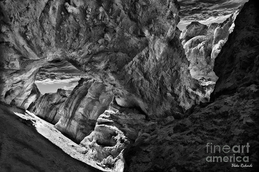 Natural Bridge Death Valley Black And White Photograph by Blake Richards