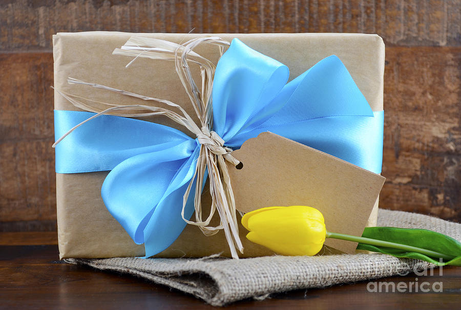 Christmas Photograph - Natural Kraft Paper Gift  by Milleflore Images