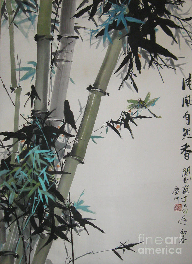 Bamboo Painting - Natural Scent of Cool Breeze by Guanyu Shi