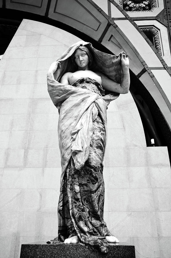 Nature Unveiling Herself by Ernest Barrias Displayed at Orsay Museum Paris France Black and White Photograph by Shawn OBrien