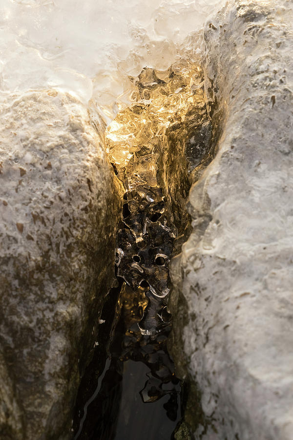 Natures Creativity - Golden Crevasse Photograph by Georgia Mizuleva