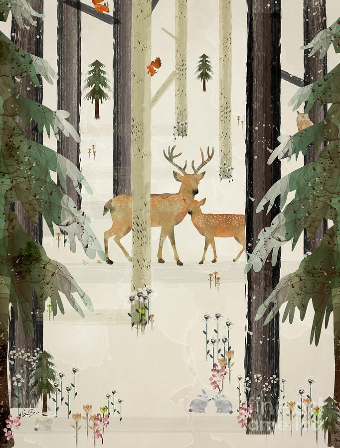 Natures Way The Deer Painting by Bri Buckley